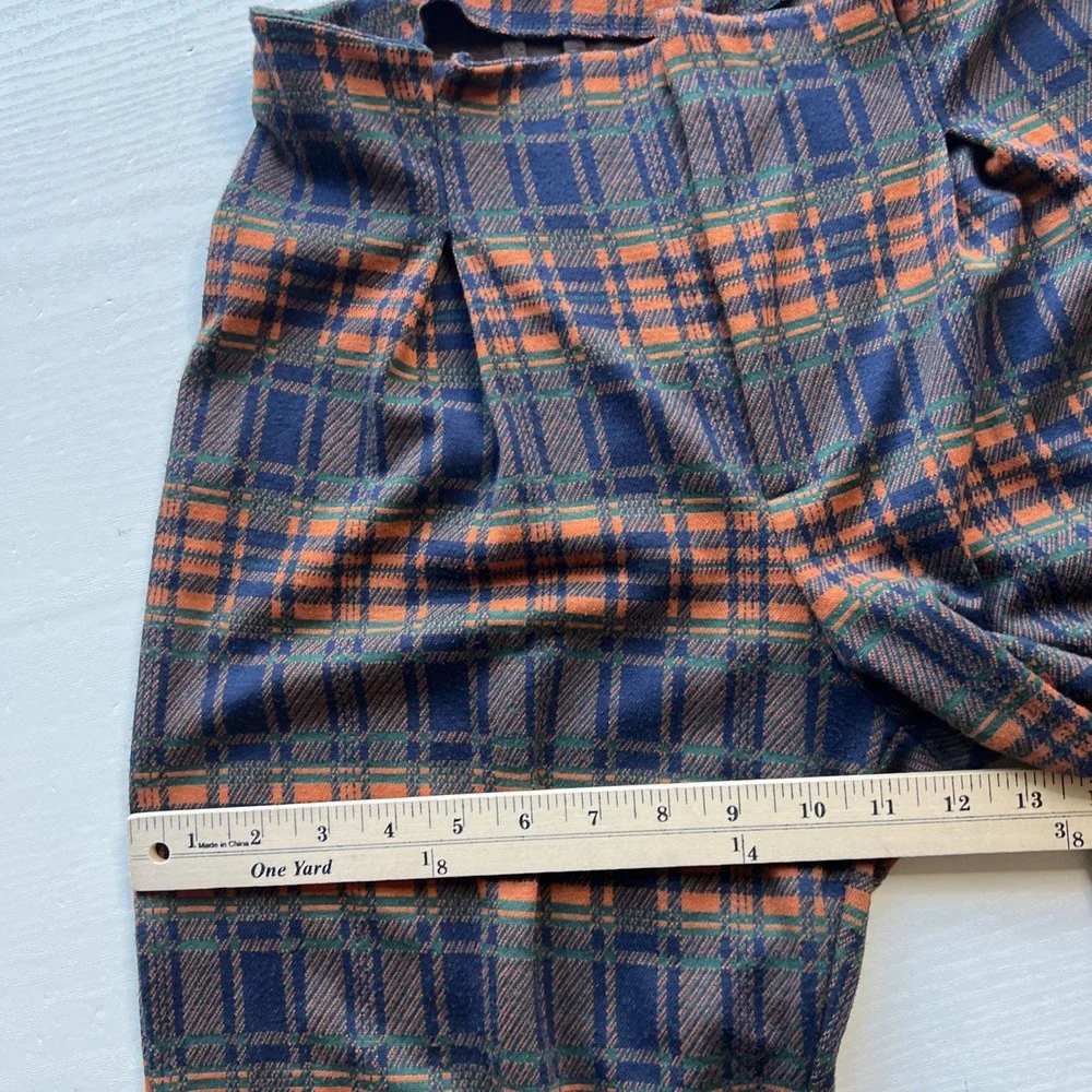 Free People Pants Womens S Brecan High Rise Pleated Plaid Ankle Crop